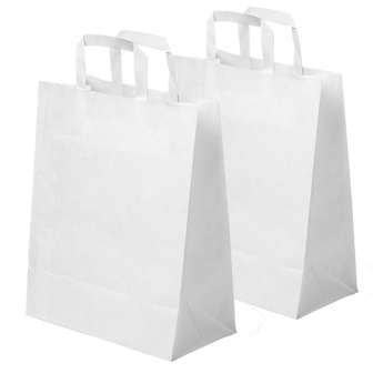 25 x Medium White Kraft Paper SOS Takeaway Food Carrier Bags 8